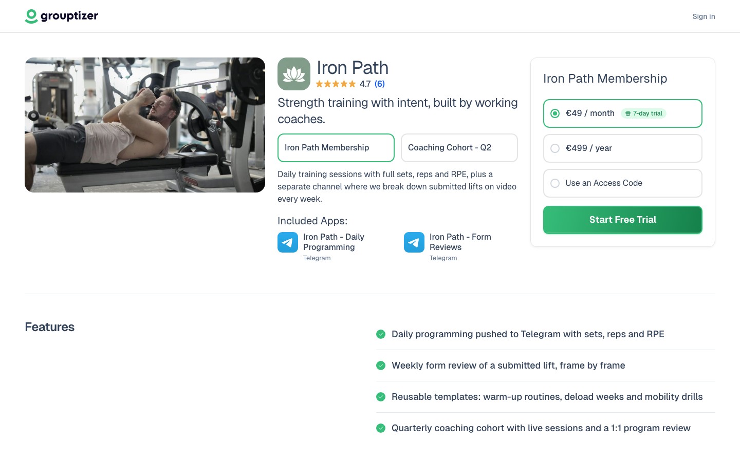 Preview of the Iron Path store on Grouptizer